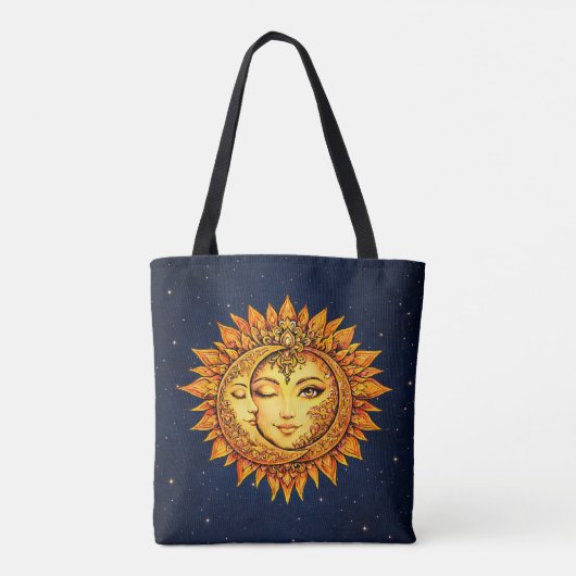 Cosmic Sun Moon Boho Goddess Celestial Mandala Art Tasche (Rückseite)