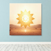 Cosmic Sun Portal Boho Wall Art | Golden Mandala Leinwanddruck (Insitu (Holzboden))