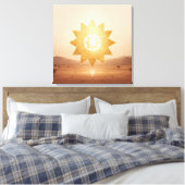 Cosmic Sun Portal Boho Wall Art | Golden Mandala Leinwanddruck (Insitu (Schlafzimmer))