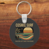 Cosmic Surf Retro Wave • Vintage Sunset Surfing Schlüsselanhänger (Vorderseite)