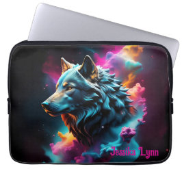 Cosmic Surreal Fantasy Wolf Custom Abstrakt Art Laptopschutzhülle