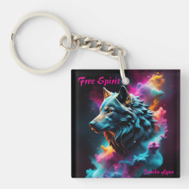 Cosmic Surreal Fantasy Wolf Custom Abstrakt Art Schlüsselanhänger