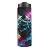 Cosmic Surreal Fantasy Wolf Custom Abstrakt Art Thermosbecher (Vorderseite)