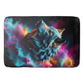 Cosmic Surreal Fantasy Wolf Paint Abstrakt Art Badematte (Vorderseite)