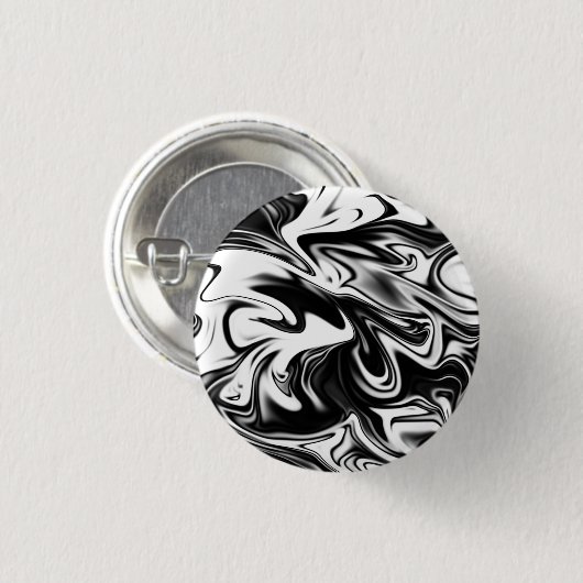 "Cosmic Swirl: Das Schwarz-Weiß-Marmor-Elegante Button (Vorne & Hinten)