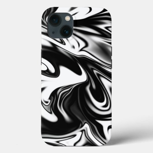 "Cosmic Swirl: Das Schwarz-Weiß-Marmor-Elegante Case-Mate iPhone Hülle (Rückseite)