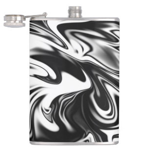 "Cosmic Swirl: Das Schwarz-Weiß-Marmor-Elegante Flachmann