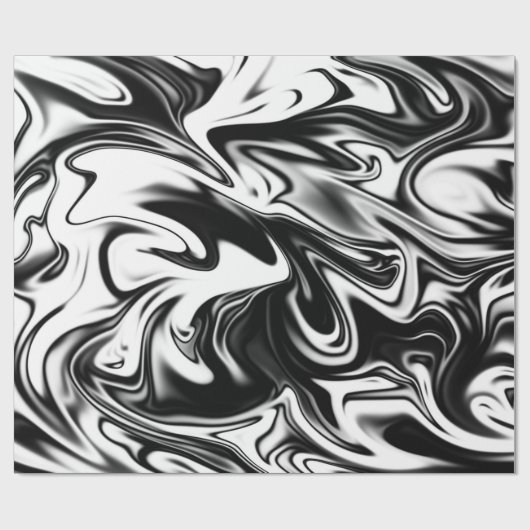 "Cosmic Swirl: Das Schwarz-Weiß-Marmor-Elegante Geschenkpapier (Flach)