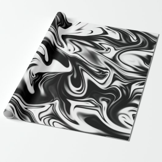 "Cosmic Swirl: Das Schwarz-Weiß-Marmor-Elegante Geschenkpapier (Ungerollt)