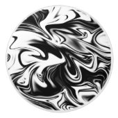 "Cosmic Swirl: Das Schwarz-Weiß-Marmor-Elegante Keramikknauf (Vorderseite)