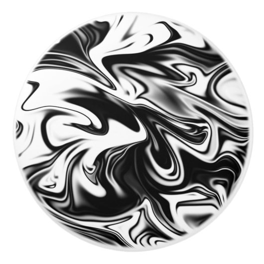 "Cosmic Swirl: Das Schwarz-Weiß-Marmor-Elegante Keramikknauf (Vorderseite)