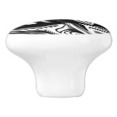 "Cosmic Swirl: Das Schwarz-Weiß-Marmor-Elegante Keramikknauf (Seitenansicht)