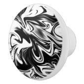 "Cosmic Swirl: Das Schwarz-Weiß-Marmor-Elegante Keramikknauf (Rechts)