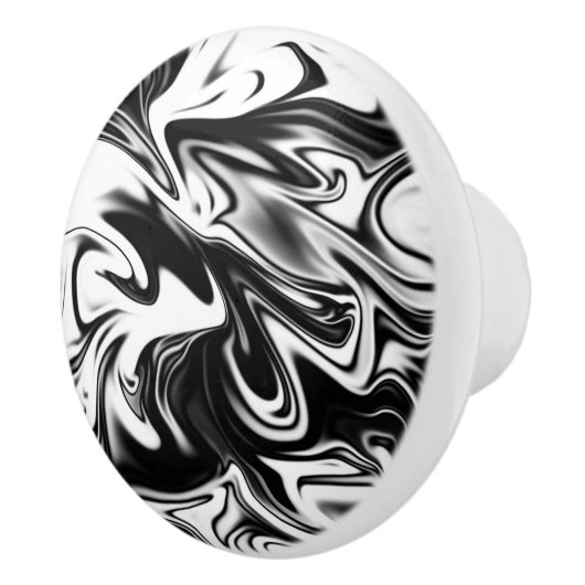 "Cosmic Swirl: Das Schwarz-Weiß-Marmor-Elegante Keramikknauf (Rechts)
