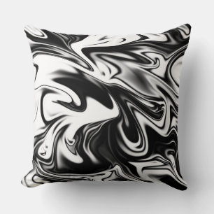 "Cosmic Swirl: Das Schwarz-Weiß-Marmor-Elegante Kissen