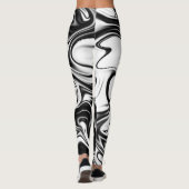 "Cosmic Swirl: Das Schwarz-Weiß-Marmor-Elegante Leggings (Rückseite)