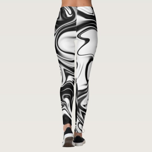 "Cosmic Swirl: Das Schwarz-Weiß-Marmor-Elegante Leggings (Rückseite)