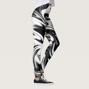 "Cosmic Swirl: Das Schwarz-Weiß-Marmor-Elegante Leggings