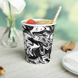"Cosmic Swirl: Das Schwarz-Weiß-Marmor-Elegante Pappbecher