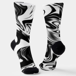 "Cosmic Swirl: Das Schwarz-Weiß-Marmor-Elegante Socken