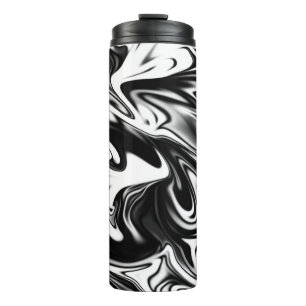 "Cosmic Swirl: Das Schwarz-Weiß-Marmor-Elegante Thermosbecher