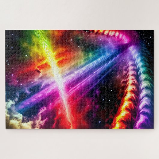 Cosmic Swirling Indigo Celestial Rainbow Universe Puzzle (Horizontal)