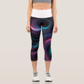🌌 Cosmic Swirls: Galaxy-Inspire Abstract Design Capri Leggings (Vorderseite)