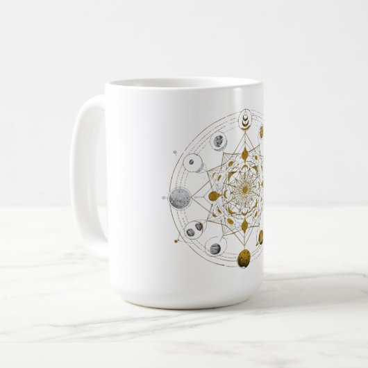Cosmic Symmetry – Celestial Mandala Space Mug Kaffeetasse (Vorderseite Links)