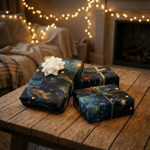 Cosmic Symphony Celestial Musical Shapes Design Geschenkpapier Set