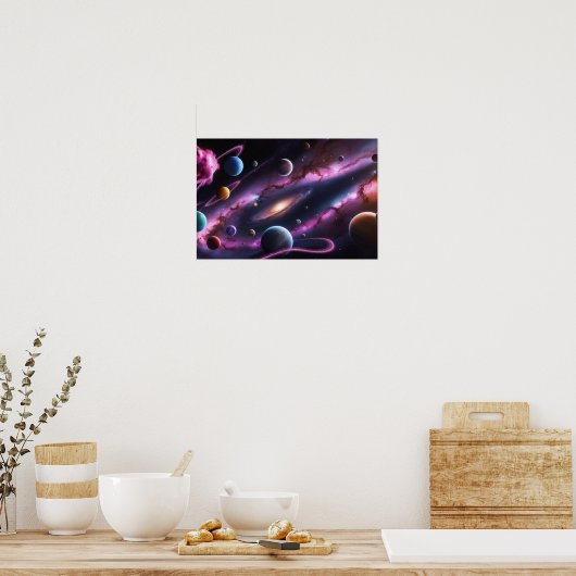 Cosmic Symphony of Planets and Galaxies Poster (Küche)