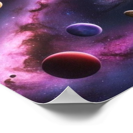 Cosmic Symphony of Planets and Galaxies Poster (Ecke)