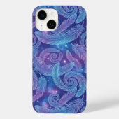 Cosmic Teal-Purple Feather Swirl Pattern Case-Mate iPhone Hülle (Rückseite)
