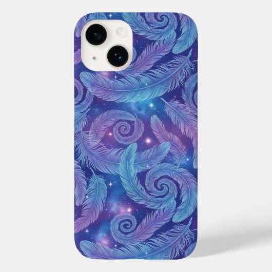 Cosmic Teal-Purple Feather Swirl Pattern Case-Mate iPhone Hülle (Rückseite)