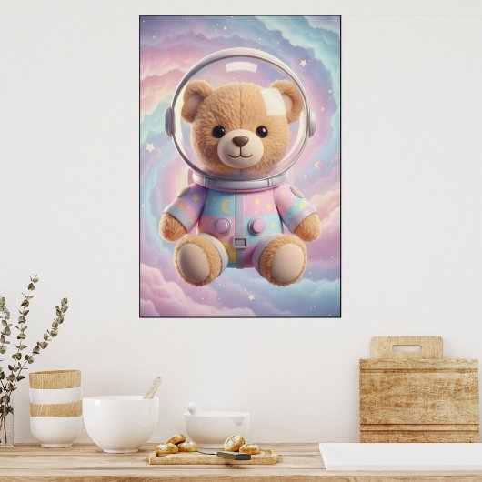Cosmic Teddy Astronaut Art Poster (Küche)