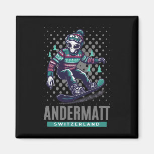 Cosmic Thrills - Alien Snowboarding in Andermatt S Magnet