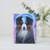 Cosmic Tri Color Austrailian Shepherd Postkarte (Stehend Vorderseite)