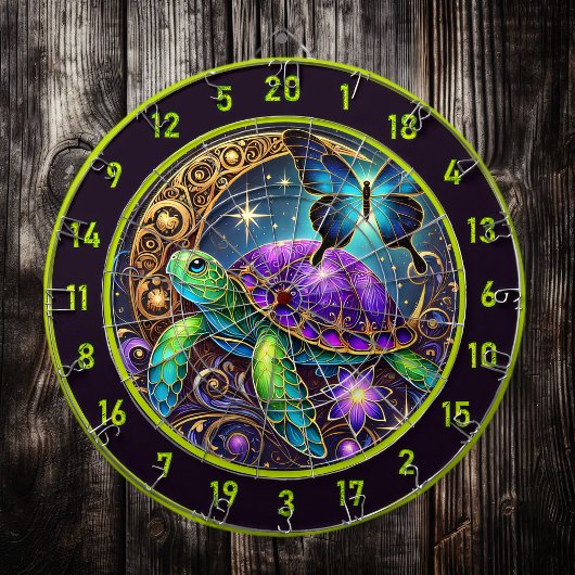 Cosmic Turtle and Butterfly Lodge Art Dartscheibe
