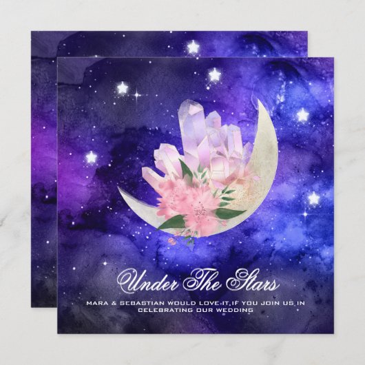 *~* Cosmic UAWG Moon Crystal WEBSITE AR14 Wedding  Einladung (Vorne/Hinten)