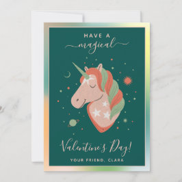 Cosmic Unicorn Kids Classroom Valentine's Day Star Feiertagskarte