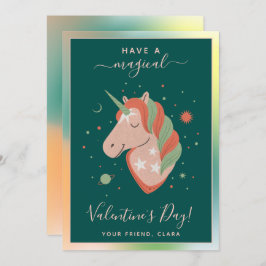 Cosmic Unicorn Kids Classroom Valentine's Day Star Feiertagskarte