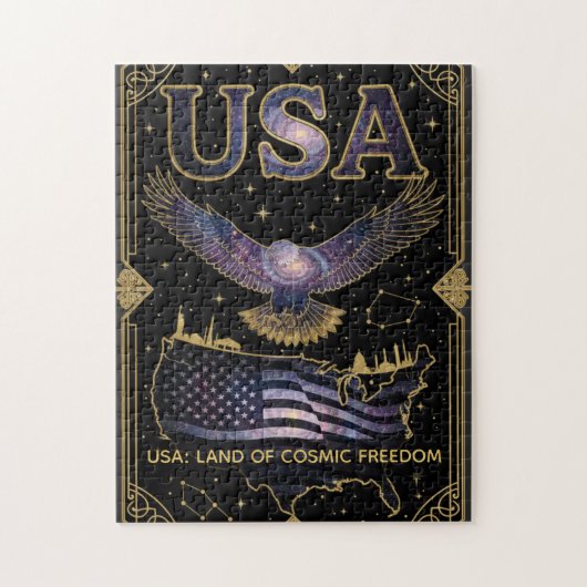 Cosmic USA Eagle Celestial Map Art Puzzle (Vertikal)