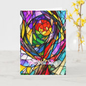 Cosmic-verklebtes Glas-Design Karte (Gelbe Blume)