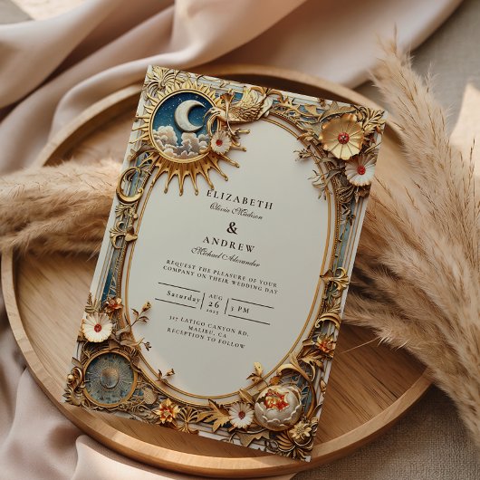 Cosmic Vintage Constellation Wedding Einladung