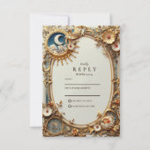 Cosmic Vintage Constellation Wedding RSVP Karte (Vorderseite)