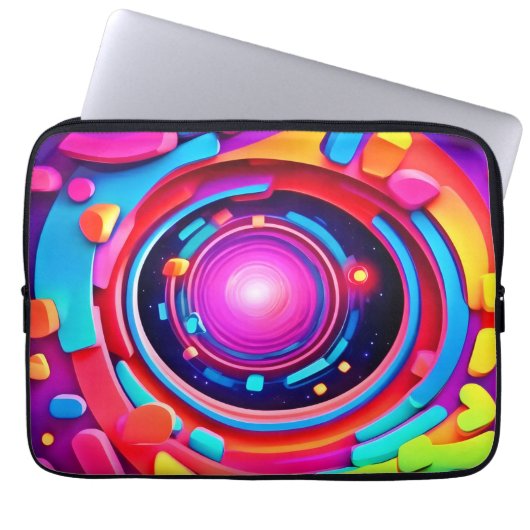 Cosmic Vortex: Eine Neon Odyssey Laptopschutzhülle (Vorderseite)