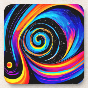Cosmic Vortex Swirl in Neon Hues Getränkeuntersetzer