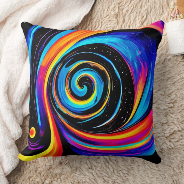 Cosmic Vortex Swirl in Neon Hues Kissen (Decke)