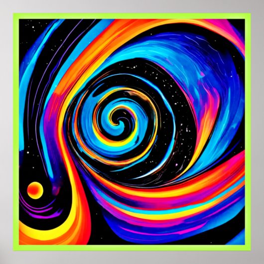 Cosmic Vortex Swirl in Neon Hues Poster (Vorne)