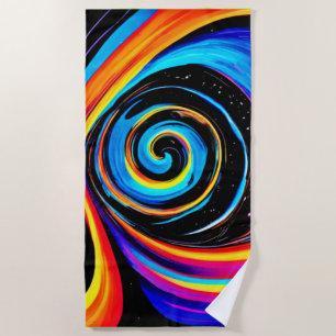 Cosmic Vortex Swirl in Neon Hues Strandtuch