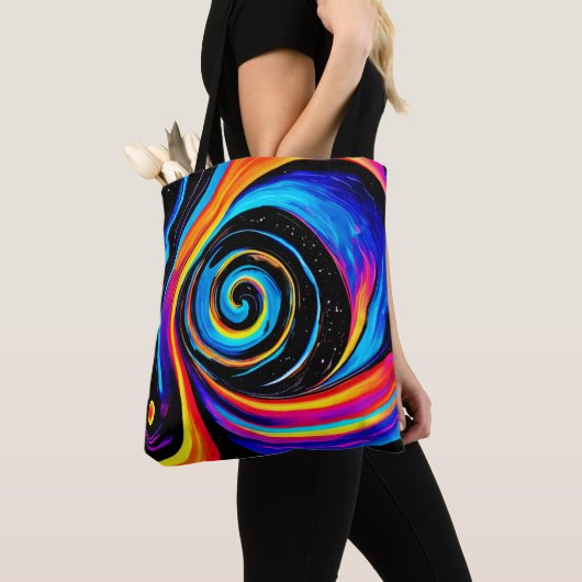 Cosmic Vortex Swirl in Neon Hues Tasche (Von Nahem)